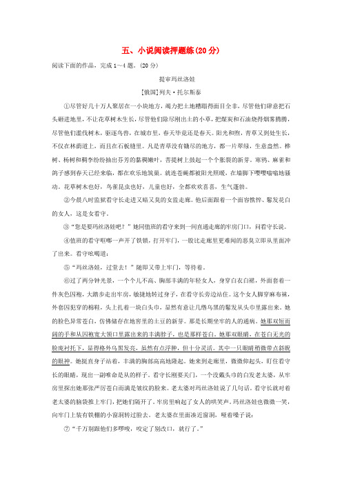 高考语文二轮专题复习小说阅读押题练
