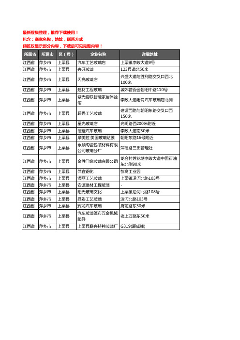 新版江西省萍乡市上栗县玻璃企业公司商家户名录单联系方式地址大全19家
