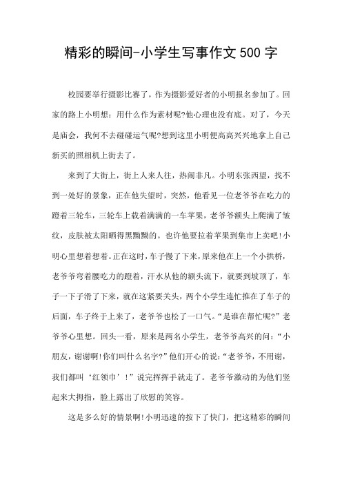 精彩的瞬间-小学生写事作文500字
