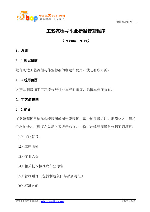 工艺流程与作业标准管理程序(含表格)