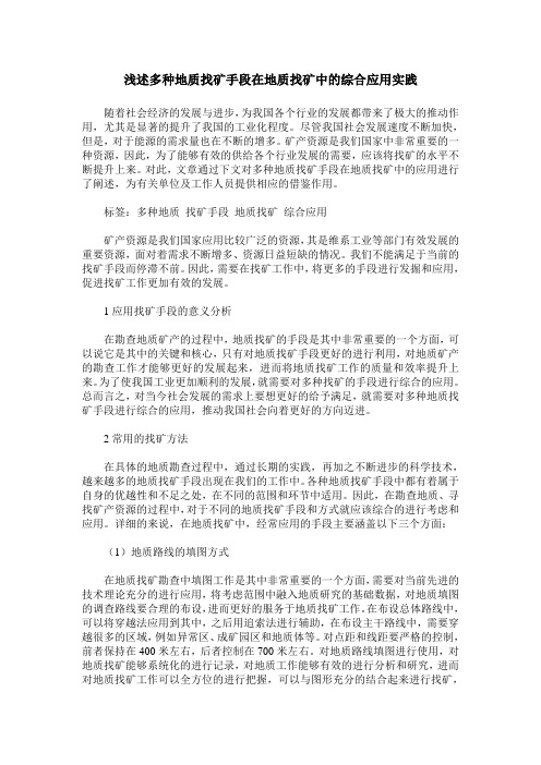 浅述多种地质找矿手段在地质找矿中的综合应用实践