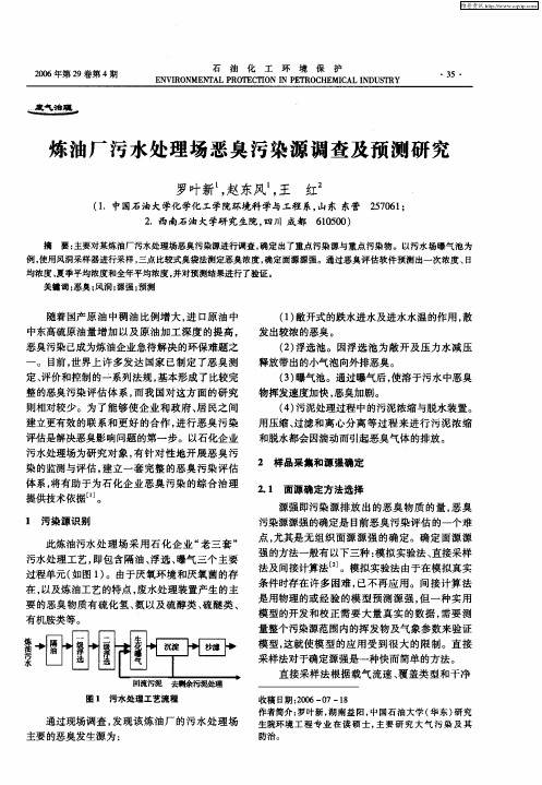 炼油厂污水处理场恶臭污染源调查及预测研究