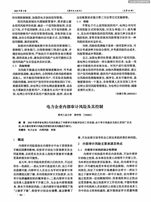 电力企业内部审计风险及其控制
