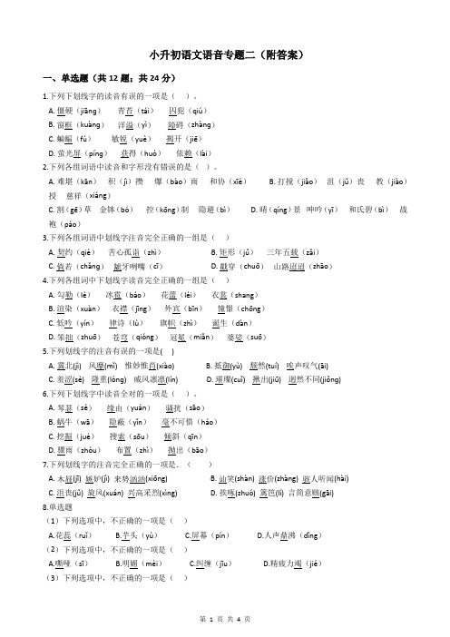 小升初语文语音专题二(附答案)