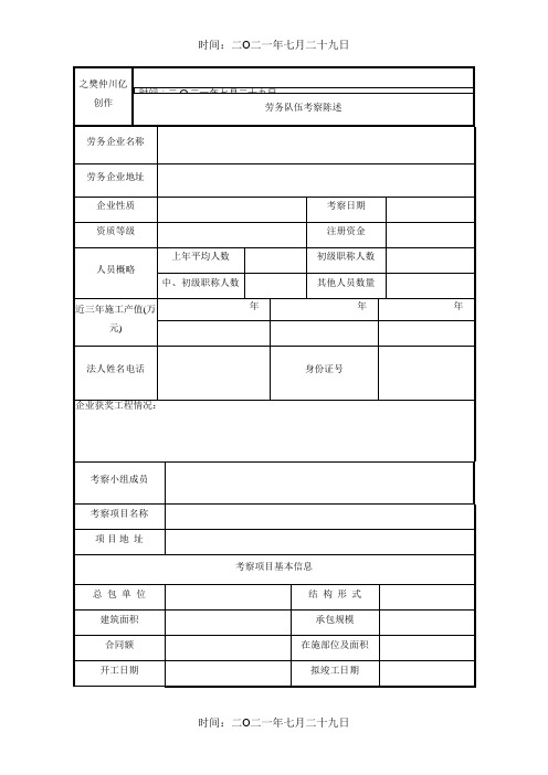 劳务队伍考察报告01