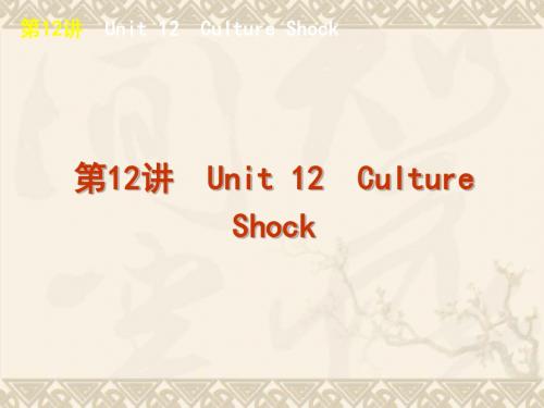 高考英语一轮复习方案精品课件第12讲 Unit 12  Culture Shock(北师大版必修4)