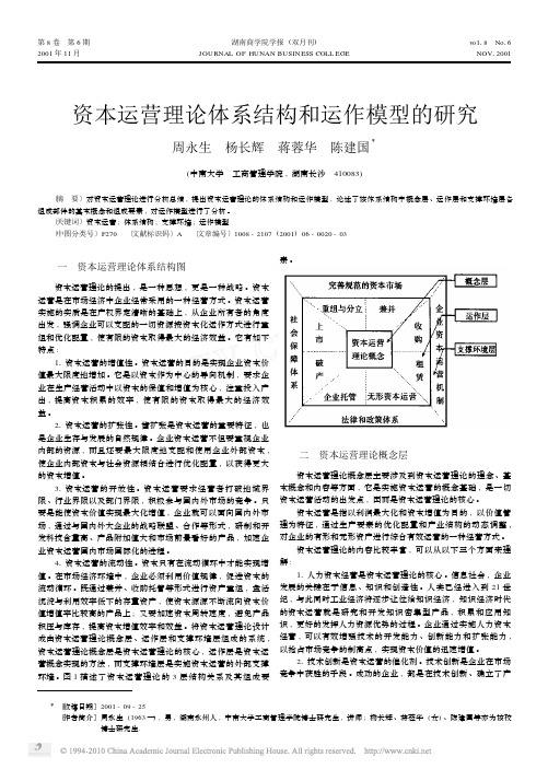 资本运营理论体系结构和运作模型的研究
