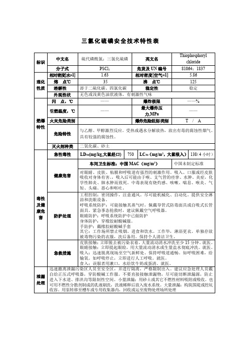 三氯化硫磷安全技术特性表