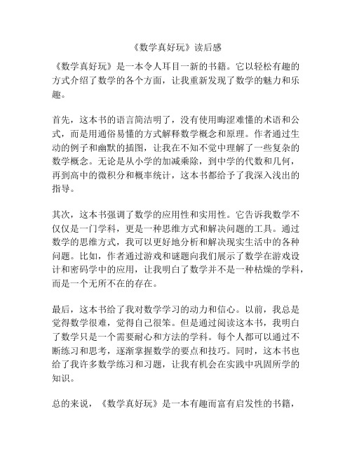 《数学真好玩》读后感