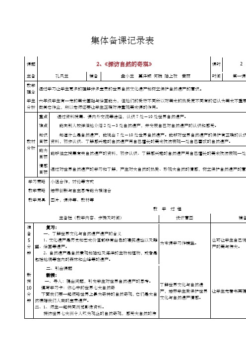 美术集体备课记录表