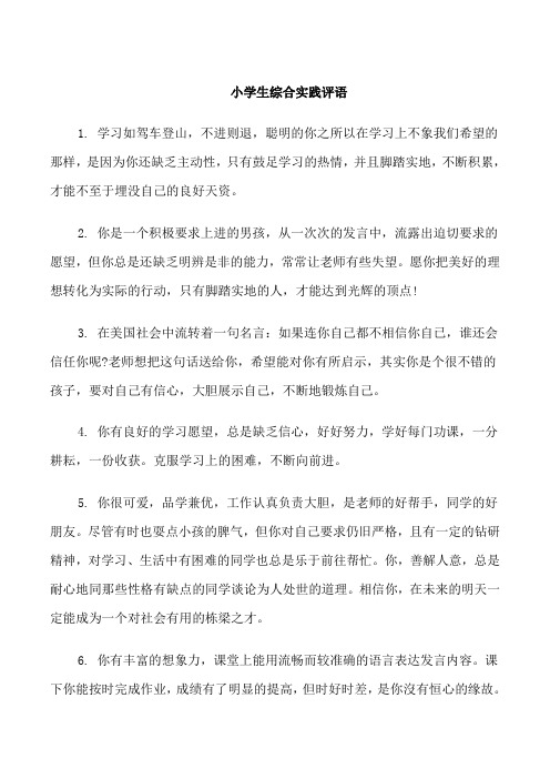 小学生综合实践教师评语