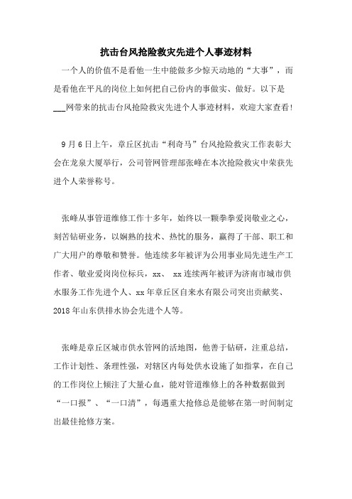 抗击台风抢险救灾先进个人事迹材料