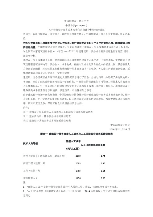 建筑设计收费标准——————中国勘察设计协会文件