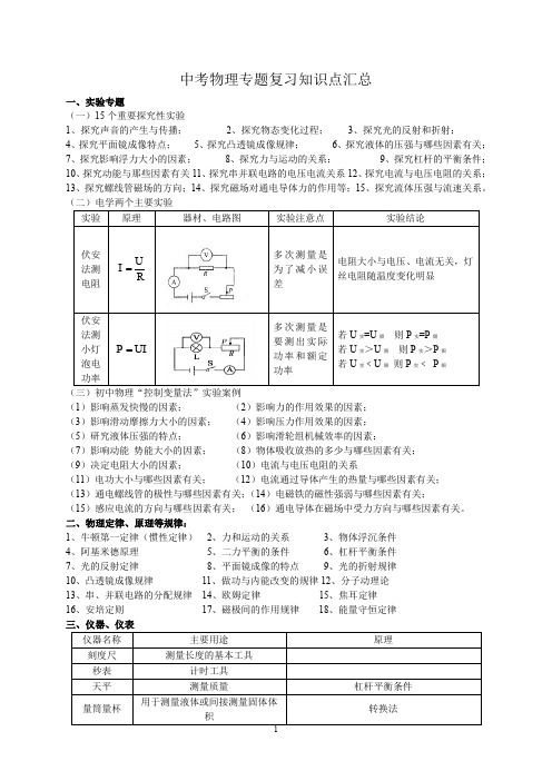 人教版 中考物理复习资料汇总(含八、九年级所有知识点)