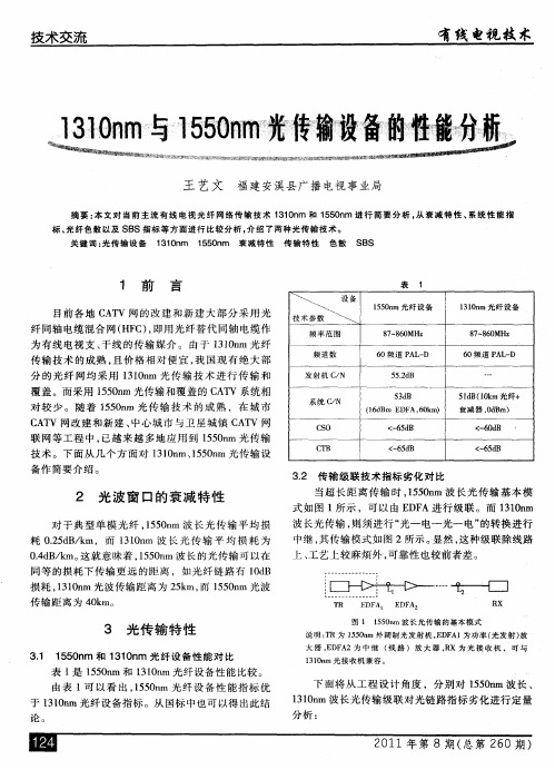 1310nm与1550nm光传输设备的性能分析