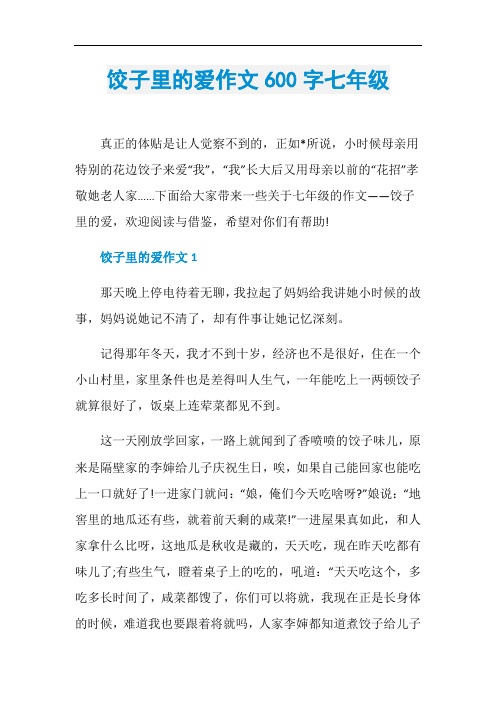 饺子里的爱作文600字七年级