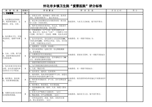 怀化市乡镇卫生院“爱婴医院”评分标准