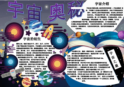 卡通儿童宇宙奥秘小报手抄报Word模板