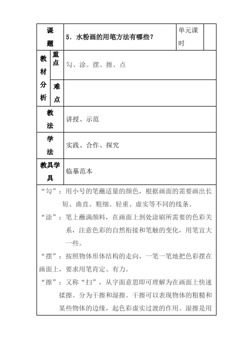 水粉画的用笔方法有哪些？
