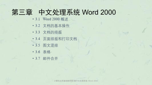 计算机应用基础教程第3章中文处理系统-Word-2000课件