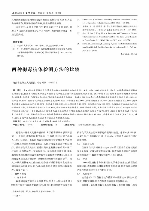 两种梅毒抗体检测方法的比较