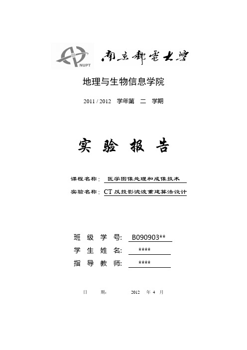 CT反投影滤波重建算法设计