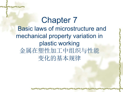 材料成型金属学ch07-1金属在塑性加工中组织与性能变化的基本规律讲解