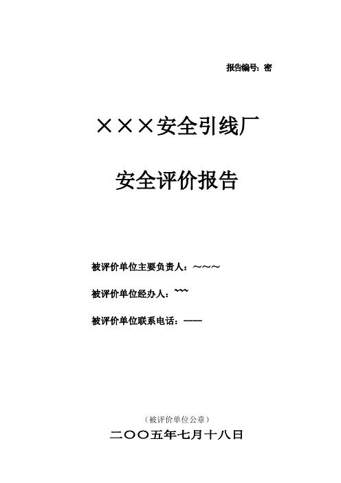 烟花爆竹生产企业安全评价报告