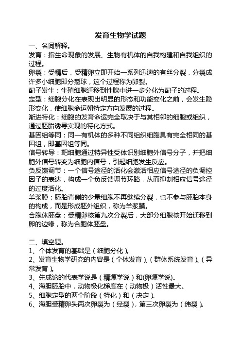 发育生物学试卷2