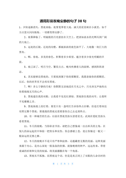 通用形容夜晚安静的句子38句
