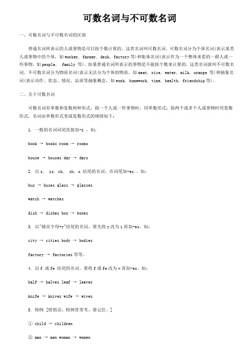 可数名词与不可数名词