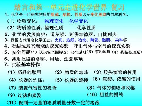 2016届海南省三亚三中中考化学复习人教版九年级化学上绪言和第一单元中考复习教学课件共85张PPT.ppt