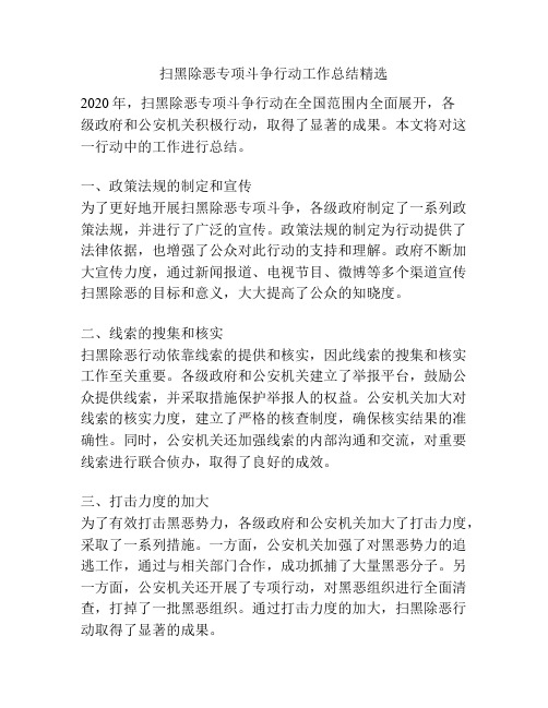 扫黑除恶专项斗争行动工作总结精选