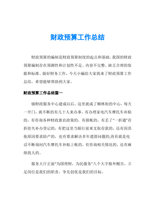 财政预算工作总结