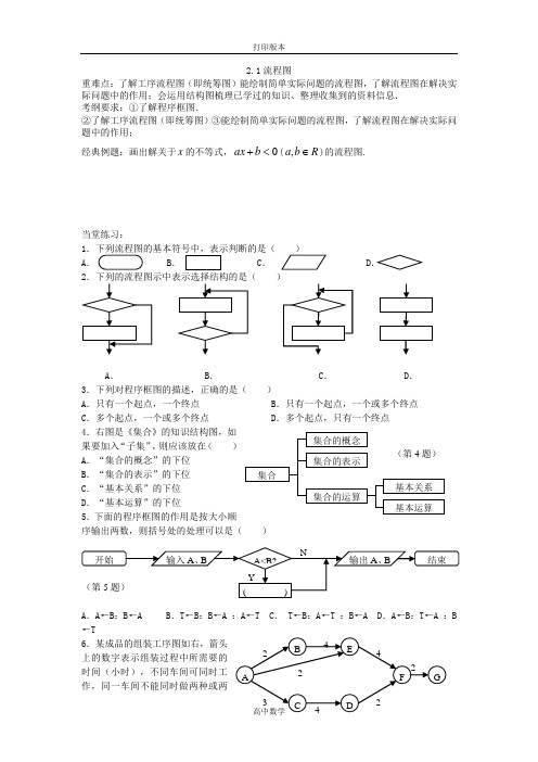 北师大版数学高二2.1流程图 学案 (北师大选修1-2)
