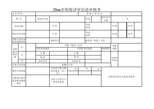 申报职称信息审核表