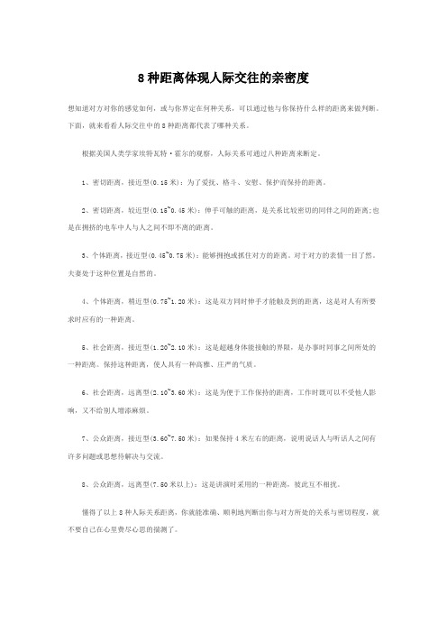 8种距离体现人际交往的亲密度