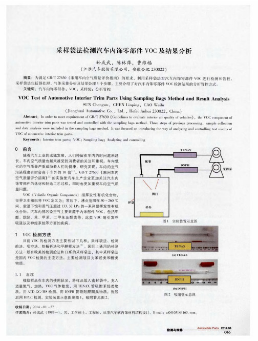 采样袋法检测汽车内饰零部件VOC及结果分析