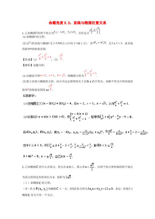 2018年高考数学 命题角度5.2 直线与椭圆位置关系大题狂练 理
