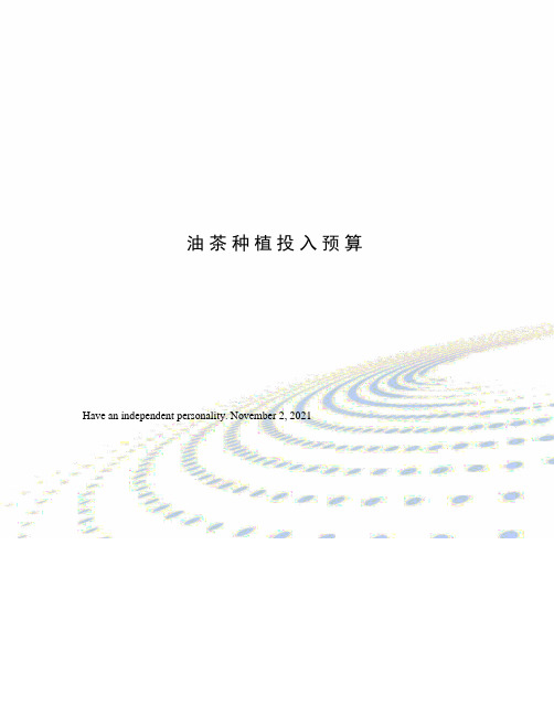 油茶种植投入预算