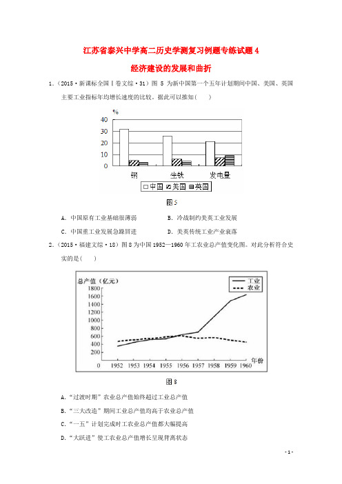 江苏省泰兴中学高二历史学测复习例题专练试题4