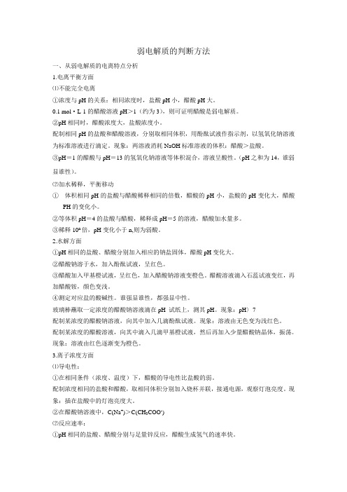 1弱电解质的判断方法