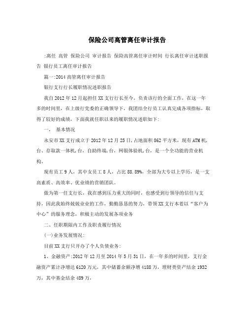 保险公司高管离任审计报告