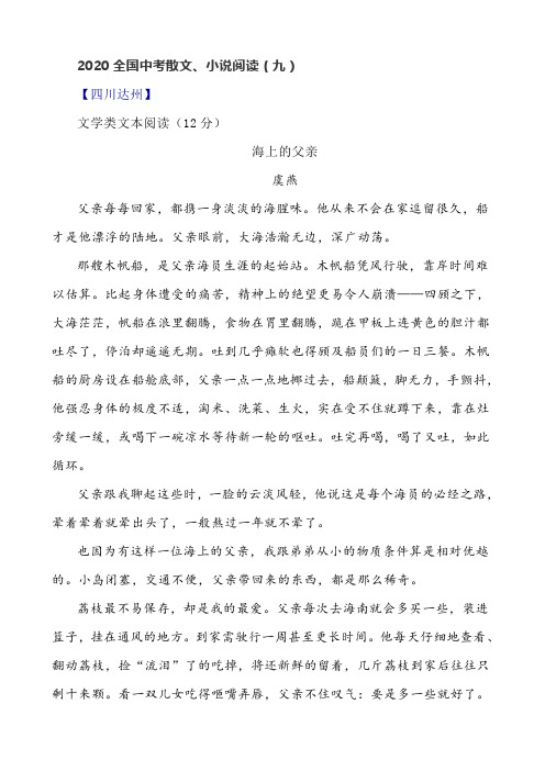 2020全国中考散文小说阅读(九)