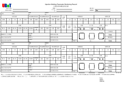 注塑成型参数监控记录