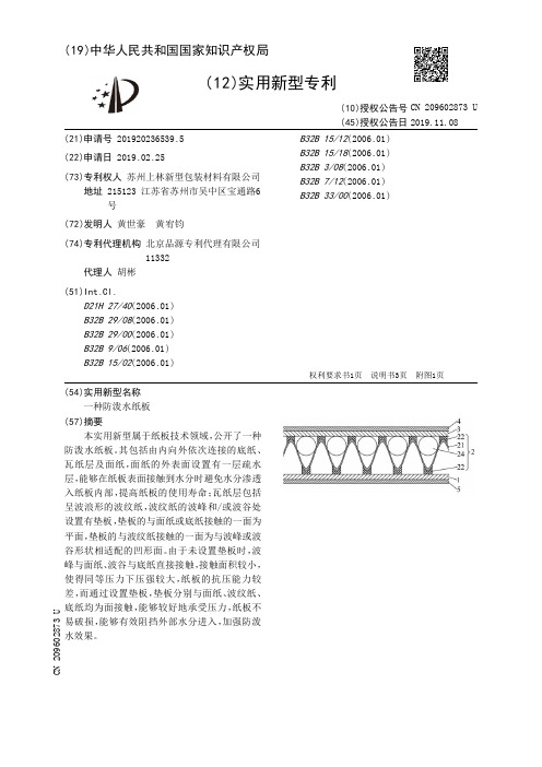 【CN209602873U】一种防泼水纸板【专利】