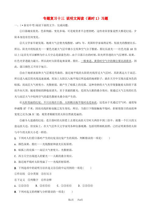 中考语文专题复习十三说明文阅读课时1习题