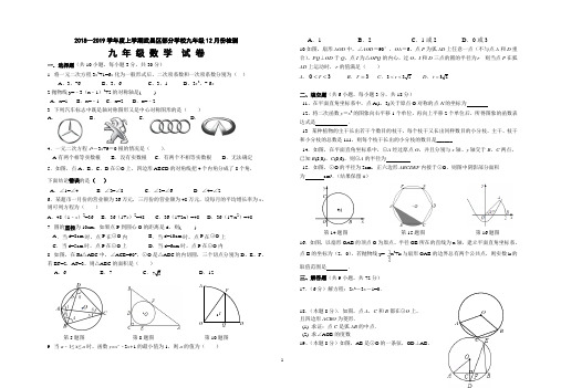 2018-2019上学期武昌区部分学校九年级12月月考试卷