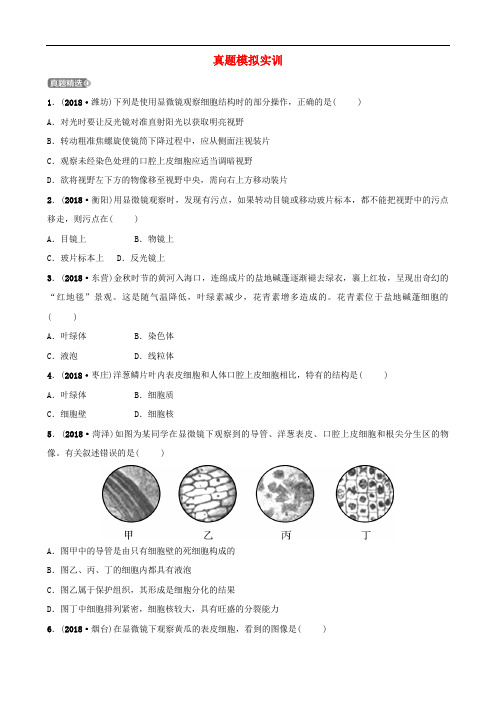 2020年中考生物第二单元第一章第二章真题模拟实训(含答案)