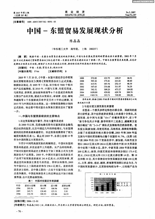 中国-东盟贸易发展现状分析